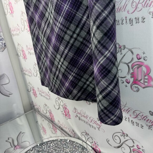 Laura skirt pencil plaid stripes Elegant Plaid Pencil Skirt in Purple and Gray - Picture 3 of 11